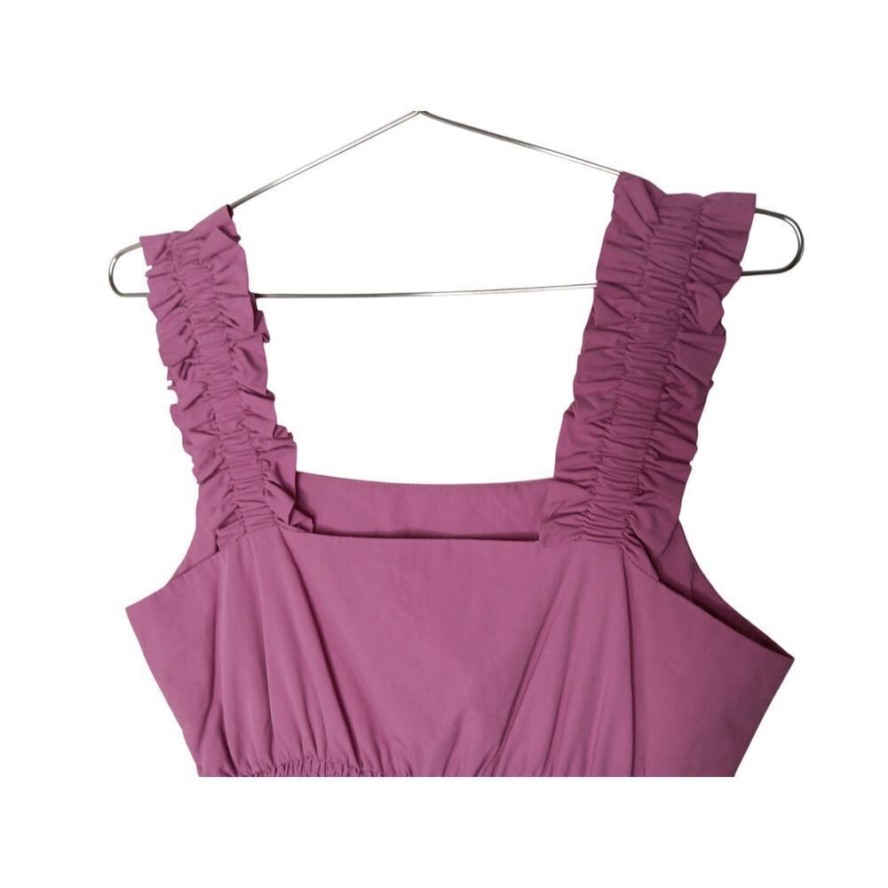 New Easel Los Angeles Tiered Midi Pink Ruffle Strap Pockets Cotton Dress S - Picture 13 of 16